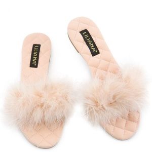 Liliana Cream Feather Sandals
